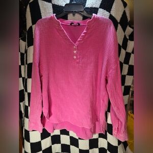 Vibrant Pink Button-Up Blouse